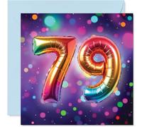 79th Birthday Cards for Women Men - Rainbow Foil Balloon - Happy Birthday Card for 79 Year Old Woman Man Husband Uncle Grandad Sister, 145mm Bday Greeting Cards