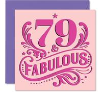 79th Birthday Cards for Women - Fabulous - Happy Birthday Card for 79 Year Old Woman Nanny Wife Nan Granny, 145mm Bday Greeting Cards