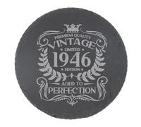 79th Birthday Gift for Men Vintage 1946 Aged to Perfection Engraved Slate Coaster Present for 79 Year Old Etched Natural Slate Placemat (Round Slate)
