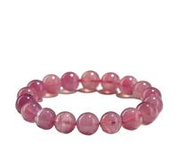 7A Grade Pink Jadeite Bracelet - Natural Raw Stone, 10mm Round Beads, Polished for Smooth Finish, Healing Crystal Jewelry for Calmness and Relaxation(6~6.8mm)