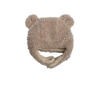 7AM Enfant Toddler Winter Hat - Cute Kids Trapper Hat for Baby Boys & Girls, Water Repellent WinterHat with Warm Vegan Sherpa Lining | Oatmeal (6-12M)