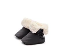 7AM Infant Booties for Winter - Waterproof Kids Snow Boots for Baby Boys & Girls, Warm Vegan Sherpa Lining Baby Booties, Anti-Slip Soles Kids Winter Shoes, Newborn Winter Essentials | (Smokey, 12-24M)