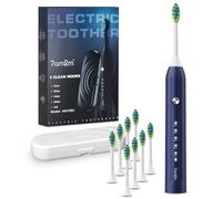 7AM2M Sonic Electric Toothbrush for Adults and Kids, with 8 Brush Heads and Travel Case,5 Modes with 2 Minutes Built in Smart Timer, One Charge Use for 90 Days, Rechargeable Toothbrushes (Navy Blue)