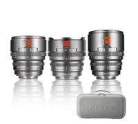 7artisans 10mm/16mm/25mm T2.1 Professional Cinema Lens S35 Frame Set Compatible for Fuji X-Mount,for FUJIFILM X-S20/X-T5/X-H2/X-T4/X-H2S/X-T3/X-S10(Titanium Gray)