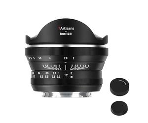 7artisans 6mm F2.0 Fisheye Camera Lens APS-C Manual Focus Ultra-Wide Angle Large Aperture Compatible with Sony E-mount Cameras FS5/FS7/FS7M2/FS5M2K/A3000/A5000/A6000