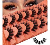 7C-QNH-7001 3D Artificial Eyelashes, Cat Eye, Fluffy Russian False Eyelashes, Volume Curly Cat Eye Lashes, D Curl Eyelashes, Natural Look Faux Mink Makeup Eyelashes