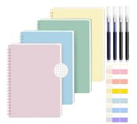 7CDXD 4 Pack A5 Notebook Graph Paper, 80 Sheets/160 Pages Spiral Notebook Squared Notepad,100gsm Thick Grid Paper, Sticky Notes, Pen, Plastic Hardcover Journals for Office School, 14.5 x 21cm