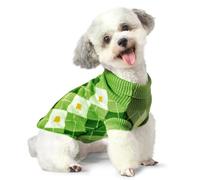 7CDXD Dog Jumpers, Dog Jumpers Small, Dog Sweater, Puppy Jumpers For Small Dogs, Dog Clothes for Puppy Yorkie Chihuahua Warm Sweater Winter Clothes（M Back Length:12"/Green)