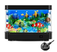 7CDXD Fake Fish Tank, Aquarium Night Light, Artificial Tropical Marine Animals Decorative Aquarium Lamp,Virtual Ocean Moving Fish Light for Bedroom Office Décor,Gift for and Cat-Black
