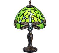 7CDXD Stained Glass Lamp, Small Vintage Table Lamp with Handcraft Stained Glass Lampshade and Metal Base for Decorate Bedroom Living Room Study Office Bar