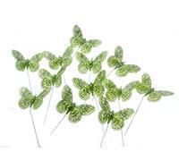 7cm Glitter Decorative Butterflies (Green)