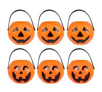 7cm Halloween Pumpkin Candy Bucket Trick or Treat Candy Pail Small Pumpkin Goodies Buckets, Pack of 6