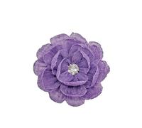7cm Handmade Fabric Flower Brooch Pin with Rhinestone Center - Cute Camellia Floral Lapel Pin & Hair Clip for Women & Girls - Great for Weddings, Parties, and Everyday Wear(Purple)