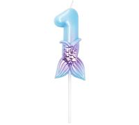 7cm Mermaid 1 Number Birthday Candle, Blue Purple Number Candle Cake Number Candles Sea Candles for Party Decoratoin