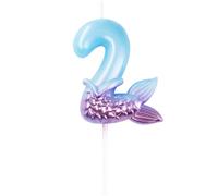 7cm Mermaid 2 Number Birthday Candle, Blue Purple Number Candle Cake Number Candles Sea Candles for Party Decoratoin
