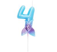 7cm Mermaid 4 Number Birthday Candle, Blue Purple Number Candle Cake Number Candles Sea Candles for Party Decoratoin