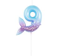 7cm Mermaid 9 Number Birthday Candle, Blue Purple Number Candle Cake Number Candles Sea Candles for Party Decoratoin