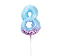 7cm Mermaid 9 Number Birthday Candle, Blue Purple Number Candle Cake Number Candles Sea Candles for Party Decoratoin