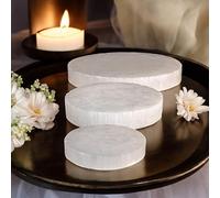 7cm Selenite Crystal Plate Round Disk 1cm Thickness Crystal Charging Plate For Healing Meditation Spiritual Energy Raw Natural White Selenite Slice For Spiritual Healing Meditation Decoration Or Gifts