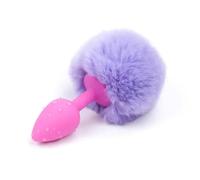 7cm Silicone Anal Plug with Hairy Bunny Tail,Fluffy Tail Butt Plug Anal Sex Toy Cute Sexy Role Play Toy for Adults Women Couples (Lilac Colour)