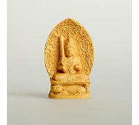 7cm Sitting Buddha Statue Antique Wood Carving Buddha Figurine Handmade Blessing Buddha Zen Sculpture The Birth of Small Statue for Feng Shui Good Luck Wealth (Manjusri Bodhisattva)