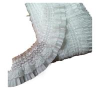 7CM Wide White Black Lace Embroidery Ribbon Elastic Ruffle Trim Collar Sewing Clothing Skirt Headwear Hats Trimmings DIY for DIY Crafts Decoration(White)