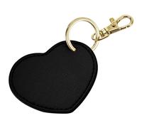 (7cm x 6cm, Black) Bagbase Boutique Heart Leather-Look PU Keyclip