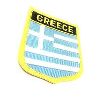 7cm x 6cm Greece Gr U Europe Flag Iron On Embroidered Fabric Sew On Patch Pack of 1