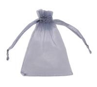 7cm x 9cm Organza Gift Bags - Tiny Organza Drawstring Pouches for Weddings, Birthdays, Anniversaries, and Festivals - Mini Favor Bags for Jewellery & Small Gifts - Grey - Pack of 10