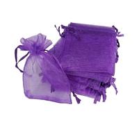 7cm x 9cm Organza Gift Bags - Tiny Organza Drawstring Pouches for Weddings, Birthdays, Anniversaries, and Festivals - Mini Favor Bags for Jewellery & Small Gifts - Purple - Pack of 100