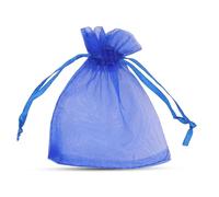 7cm x 9cm Organza Gift Bags - Tiny Organza Drawstring Pouches for Weddings, Birthdays, Anniversaries, and Festivals - Mini Favor Bags for Jewellery & Small Gifts - Royal Blue - Pack of 100