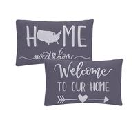 7COLORROOM 2Pack Farmhouse Decor Lumbar Pillow Covers Grey Family Saying Home Sweet Home Rectangular/Waist Cushion Cover Welcome to Our Home Housewarming Gifts Pillowcases 12”×20”(12”×20”, Grey)