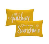 7COLORROOM 2Pack Farmhouse Decor Pillow Covers Hello Sunshine/You are My Sunshine Rectangular/Waist Cushion Covers Spring Summer Yellow Home Decorations Lumber Pillowcases 12" X 20"(Yellow)