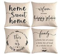 7COLORROOM 4Pack Home Decor Pillow Cover Family Saying 'This is us' with Inspirational Quotes - Farmhouse Home Decorative Pillowcases 18" X 18" for Couch, Sofa, Patio