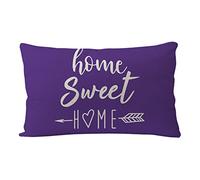 Farmhouse Pillow Covers Purple Home Sweet Home Quotes Rectangular/Waist Cushion Cover Farmhouse Decor Housewarming Gifts Pillowcases for New Home 12“ x 20”( Purple)