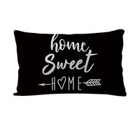 7COLORROOM Farmhouse Pillow Covers Rectangular/Waist Cushion Cover Farmhouse Decor Housewarming Gifts Pillowcases for New Home 12" x 20" (Black)