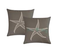 7COLORROOM Set of 2 Seas The Day Throw Pillow Cover Beach Starfish On Grey Background Cushion Cover Coastal Sea Theme Home Decorative Pillowcases 18" x 18" for Sofa Couch Porch (Grey, 18" x 18")