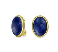 7CT Oval Cabochon Black Onyx Rope Cable Bezel Set .925 Sterling Silver Clip On Earrings For Women Clip Only Is Alloy