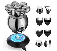 7D Head Shavers for Men, Women Shaver, Wet and Dry Electric Razor for Face & Head, Rotary Bald Head Shaver with Battery Dispaly, Men's Grooming Kit with Nose Trimmer, Brushes, Wireless Charging Base