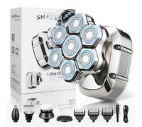 7D Magnetic Head Shaver for Bald Men - IPX7 Waterproof 5-in-1 Electric Razor, USB-C Fast Charge & 90Min Runtime, Hypoallergenic Blades Grooming Kit, Wet/Dry Travel-Friendly Design