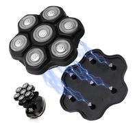7D Magnetic Head Shaver Replacement Head Heads, 7D Blade Replacement Heads for Bald Men Replacement Easy Install Electric Razor Shaver Head for Wet&Dry Head Shaver and Face, Black