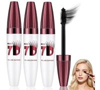 7D Mascara Black, 7D Mascaras, Waterproof Mascara Black Voluminous Lengthening for Natural and Thickening False Lash Effect, Long Lasting Natural Curling Lashes for Eye Makeup (3PC)