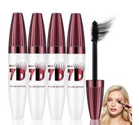 7D Mascara Black, 7D Mascaras, Waterproof Mascara Black Voluminous Lengthening for Natural and Thickening False Lash Effect, Long Lasting Natural Curling Lashes for Eye Makeup (4PC)