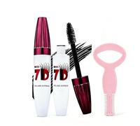 7D Mascara Black, 7D Silk Fiber Voluminous Lengthening Black Mascara for Thickening False Lash Effect, Waterproof Volume Mascara, Long Lasting Natural Curling Lashes for Pro Eye Makeup (2 Set)