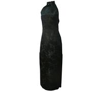 7Fairy Women's Black Backless Chinese Prom Dress Long Floral Halter Size UK 6