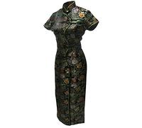 7Fairy Women's Black Sexy Chinese Dress Cheongsam Long Ten Buttons Size UK 10