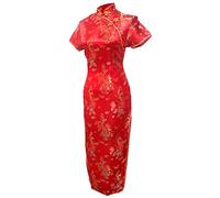 7Fairy Women's Red Chinese Wedding Dress Cheongsam Long Dragon Size UK 12