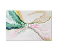 7Fisionart Green Abstract Wall Art for Living Room Modern Pink and Gold Emerald Green Marble Artwork Painting Canvas Bedroom Office Home Office Wall Decor 36" x 24"