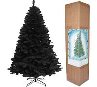Black Alaskan Pine Christmas Tree - Full & Bushy Artificial Tree with Flame-Resistant PVC and Metal Stand Shatchi Black 7ft