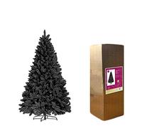 7ft/2.1m Black Bushy Imperial Pine Artificial Deluxe Christmas Tree Hinged Branches 1084 Pencil Point Tips with Metal Stand Xmas Home Decorations